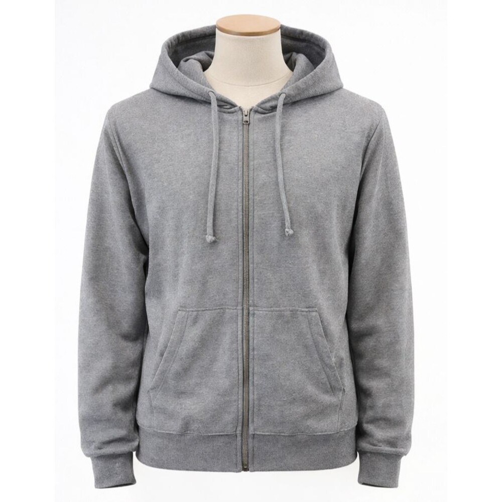 Arne Hoodie Mens Medium Gray Full Zip Heavyweight Sweatshirt Stretch Pocket Gym